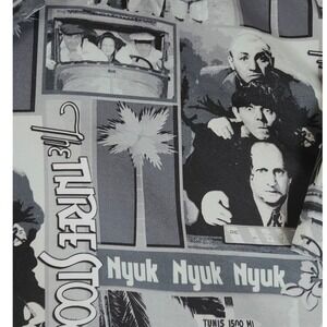 Ralph Marlin The Three Stooges Shirt Mens XXL Gray Black Novelty Button Down